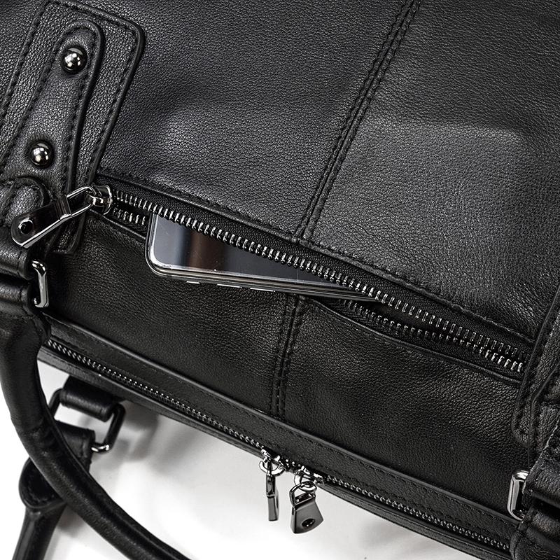Sort Leather Travel Bag | AALBORG