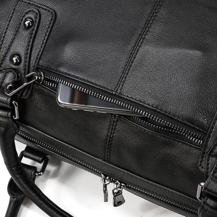 Sort Leather Travel Bag | AALBORG