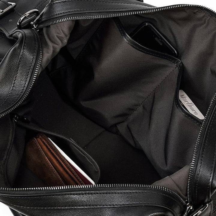 Sort Leather Travel Bag | AALBORG
