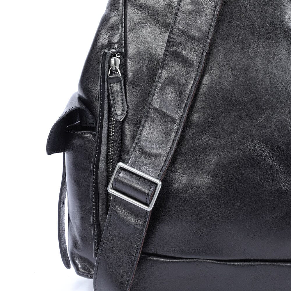 Small Black Leather Backpack | BODO
