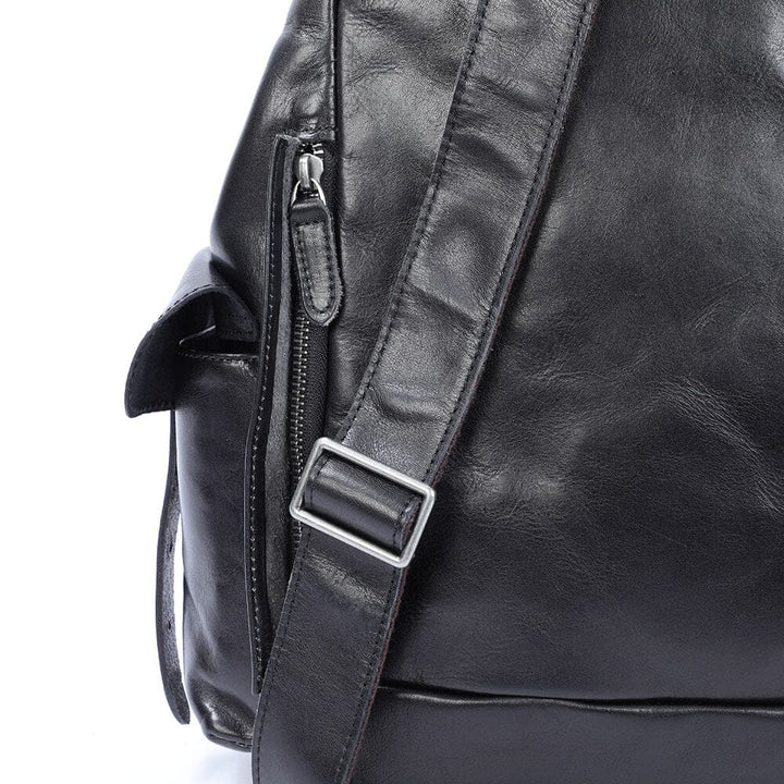 Small Black Leather Backpack | BODO