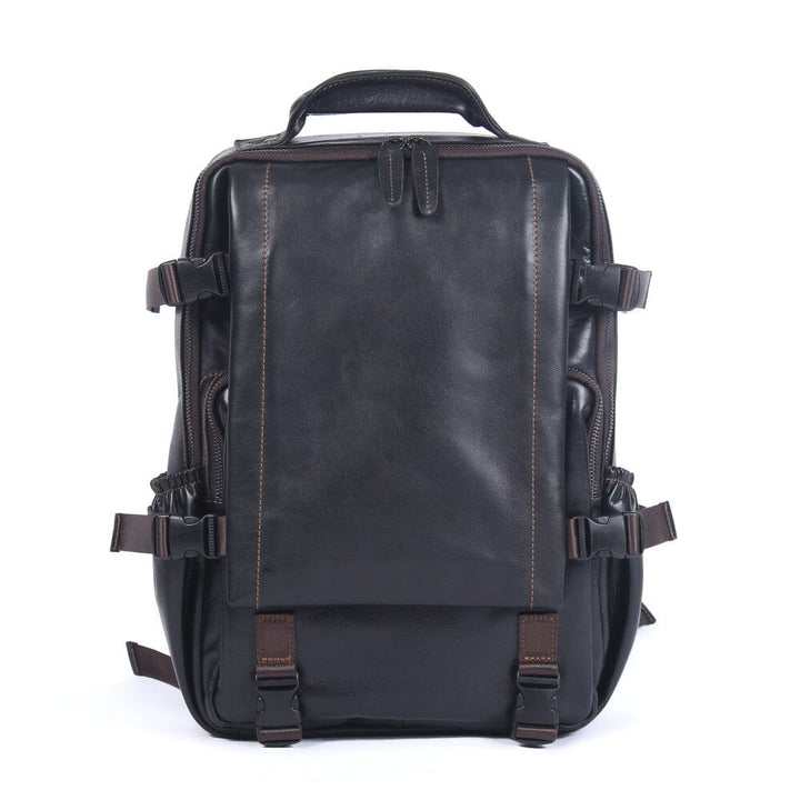 Men's Black Leather Backpack | ISAAC
