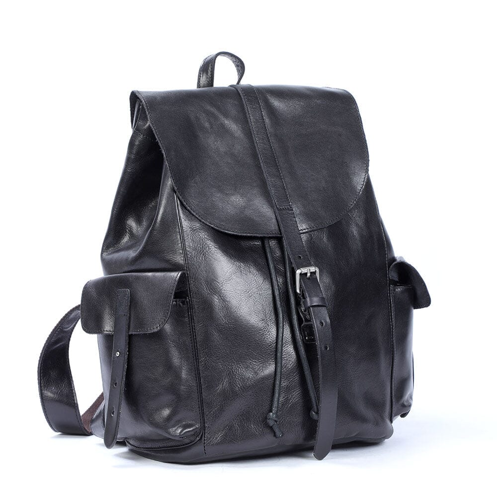 Small Black Leather Backpack | BODO