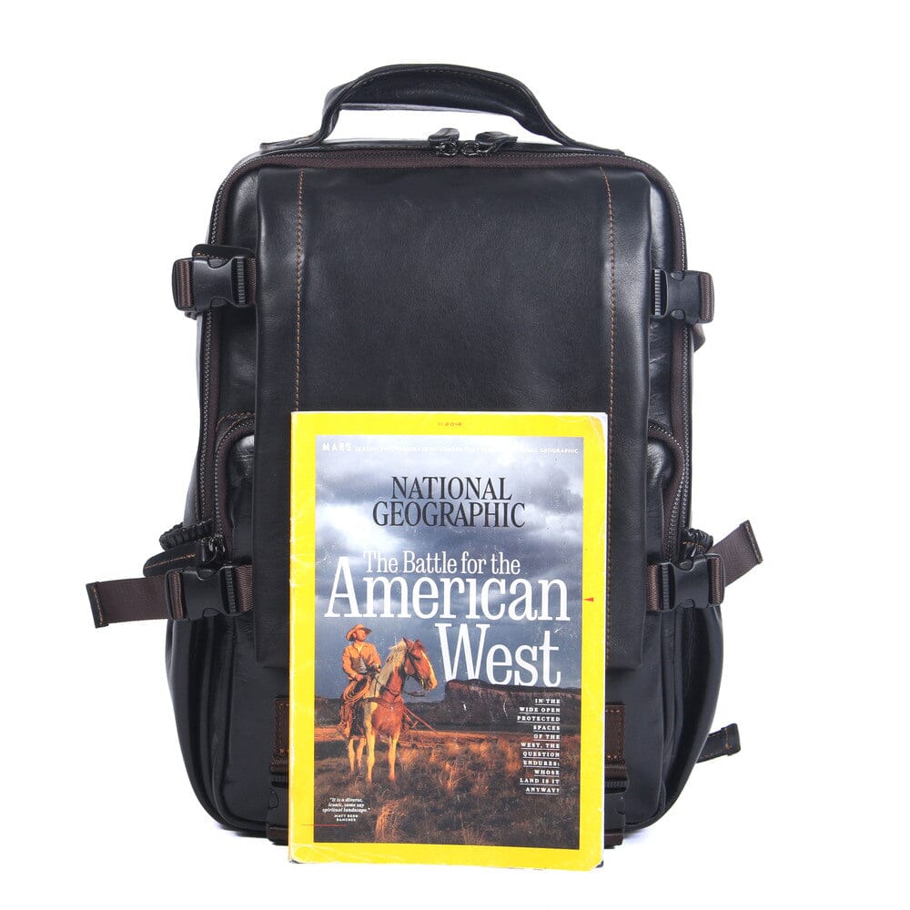 Men's Black Leather Backpack | ISAAC