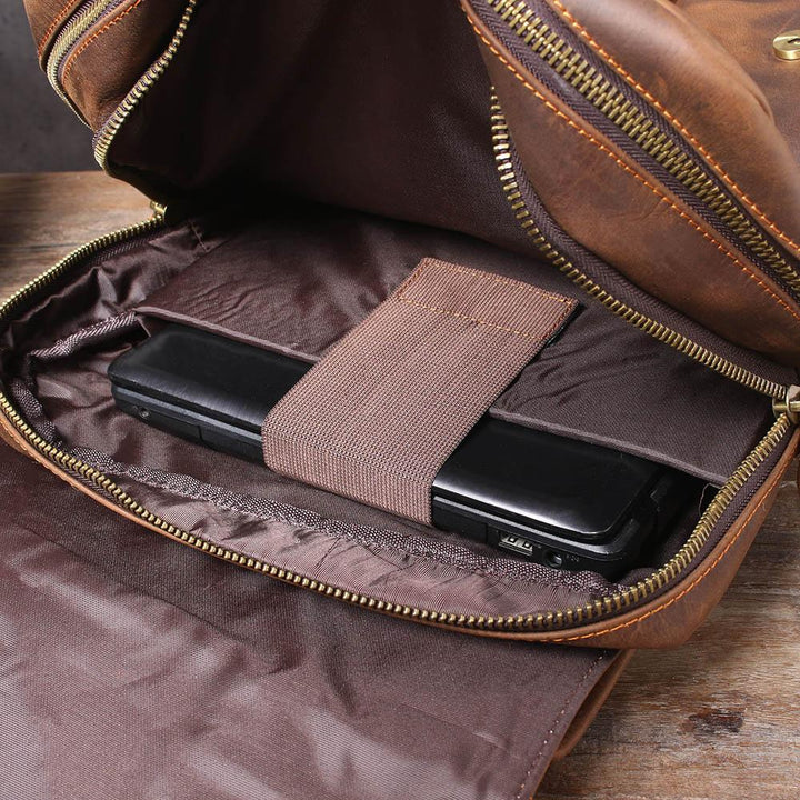 Brown Leather Backpack | BIEFELD