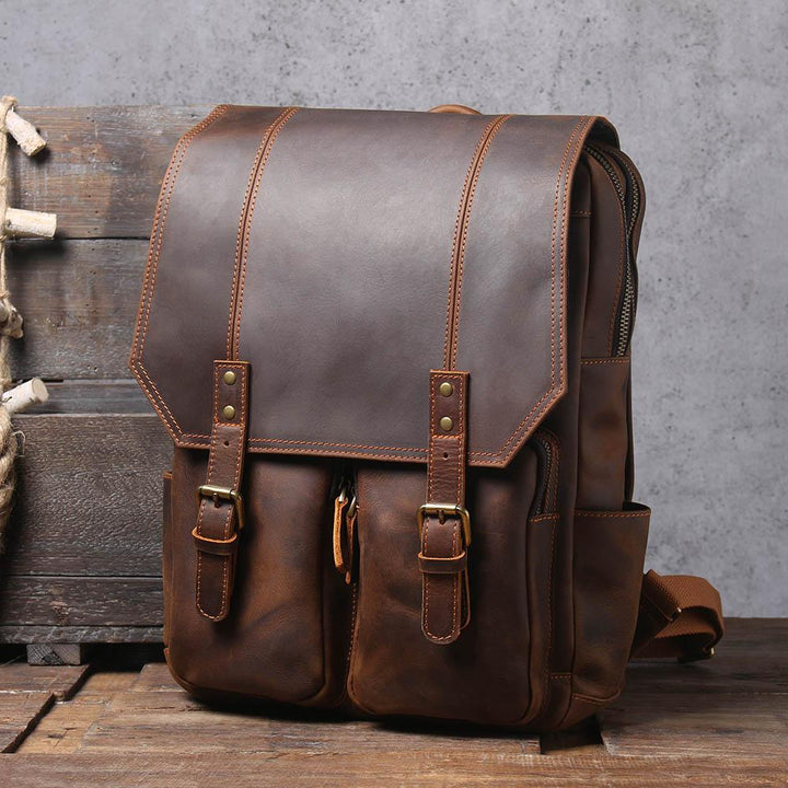 Brown Leather Backpack | BIEFELD