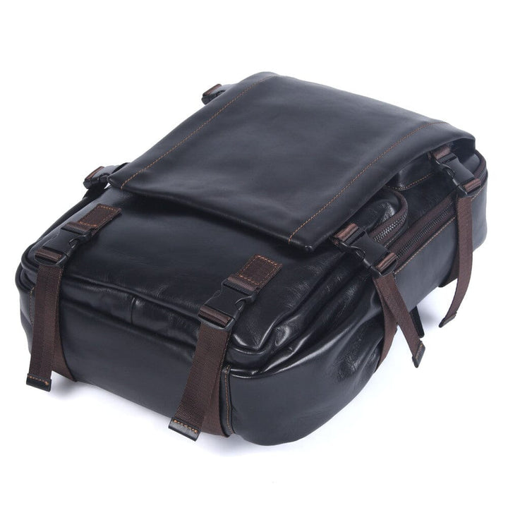 Men's Black Leather Backpack | ISAAC