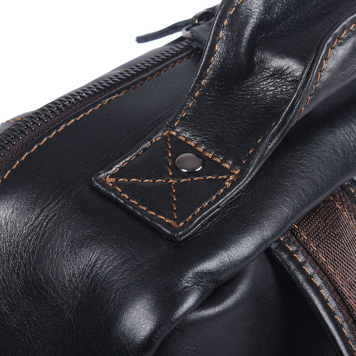 Men's Black Leather Backpack | ISAAC