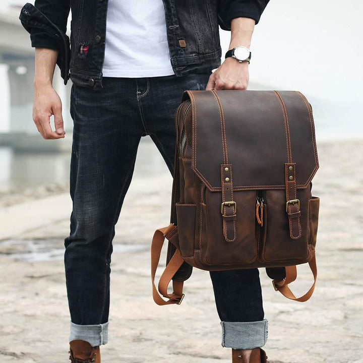 Brown Leather Backpack | BIEFELD