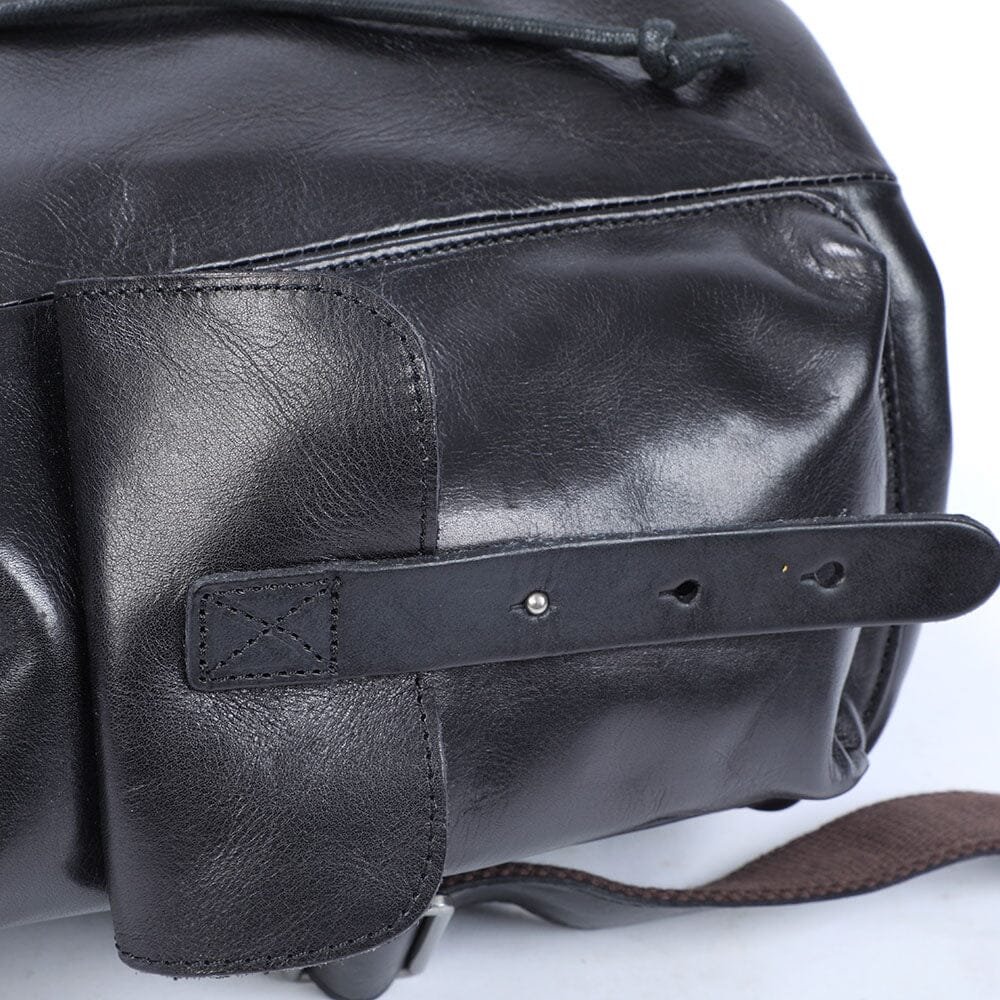 Small Black Leather Backpack | BODO