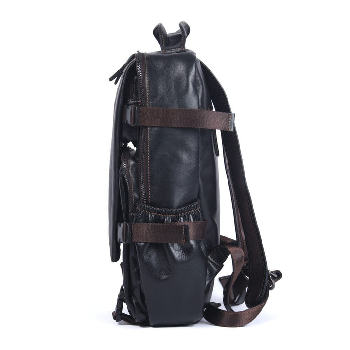 Men's Black Leather Backpack | ISAAC