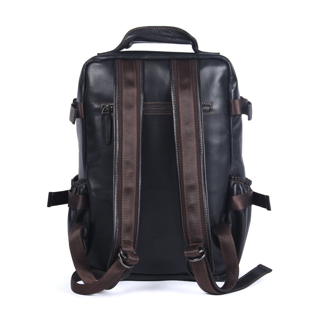 Men's Black Leather Backpack | ISAAC