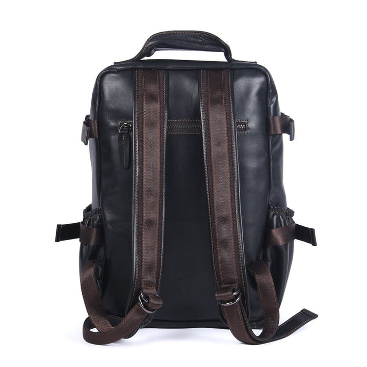 Men's Black Leather Backpack | ISAAC