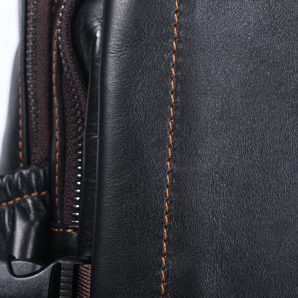 Men's Black Leather Backpack | ISAAC