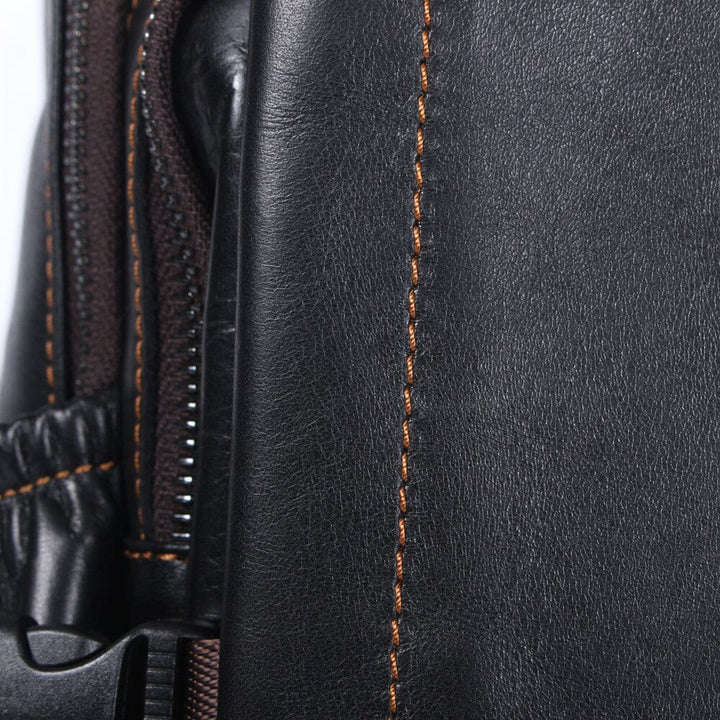 Men's Black Leather Backpack | ISAAC