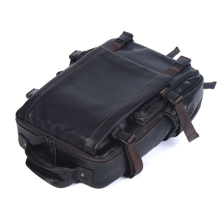 Men's Black Leather Backpack | ISAAC