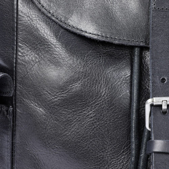 Small Black Leather Backpack | BODO