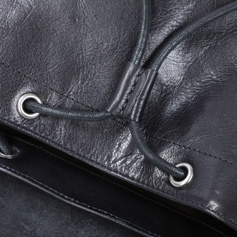 Small Black Leather Backpack | BODO