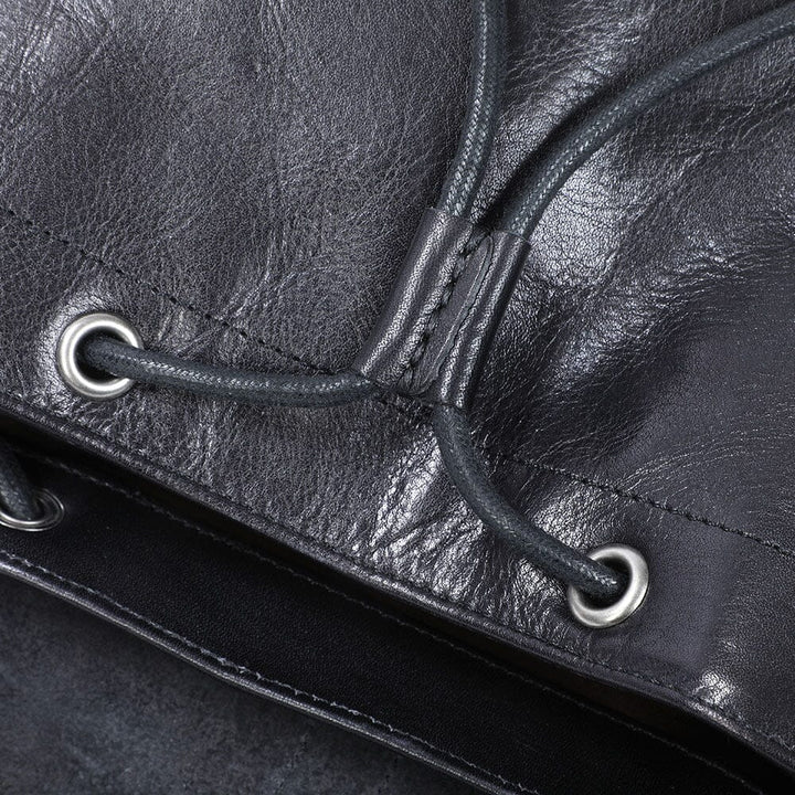 Small Black Leather Backpack | BODO