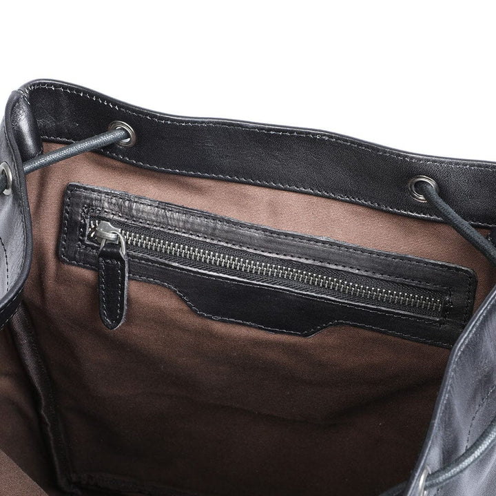Small Black Leather Backpack | BODO